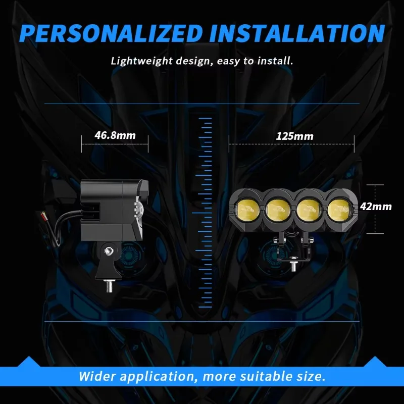 LED Motorcycle Spotlight Owl 4 Eyes Waterproof Headlight Two-color White Yellow Spotlight Electric Motorcycle Headlight 24W