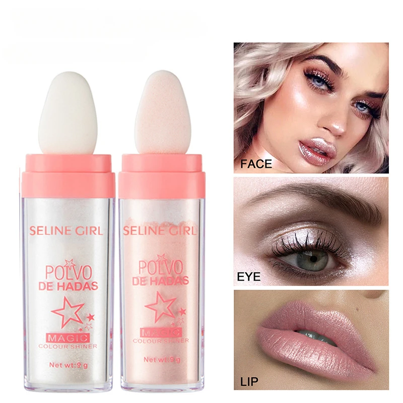 Textmarker-Puder-Kontur, 3-farbig, Schattierung, Glitzer, Feenpuder, Kontur-Illuminator, für Damen, Gesicht, Körper, Schönheit, Make-up, Kosmetik