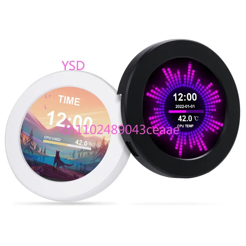 2.1-Inch Water-Cooled Secondary Screen (IPS Round Display, Built-in Chassis, 360° Rotation, for PC Status Monitoring)