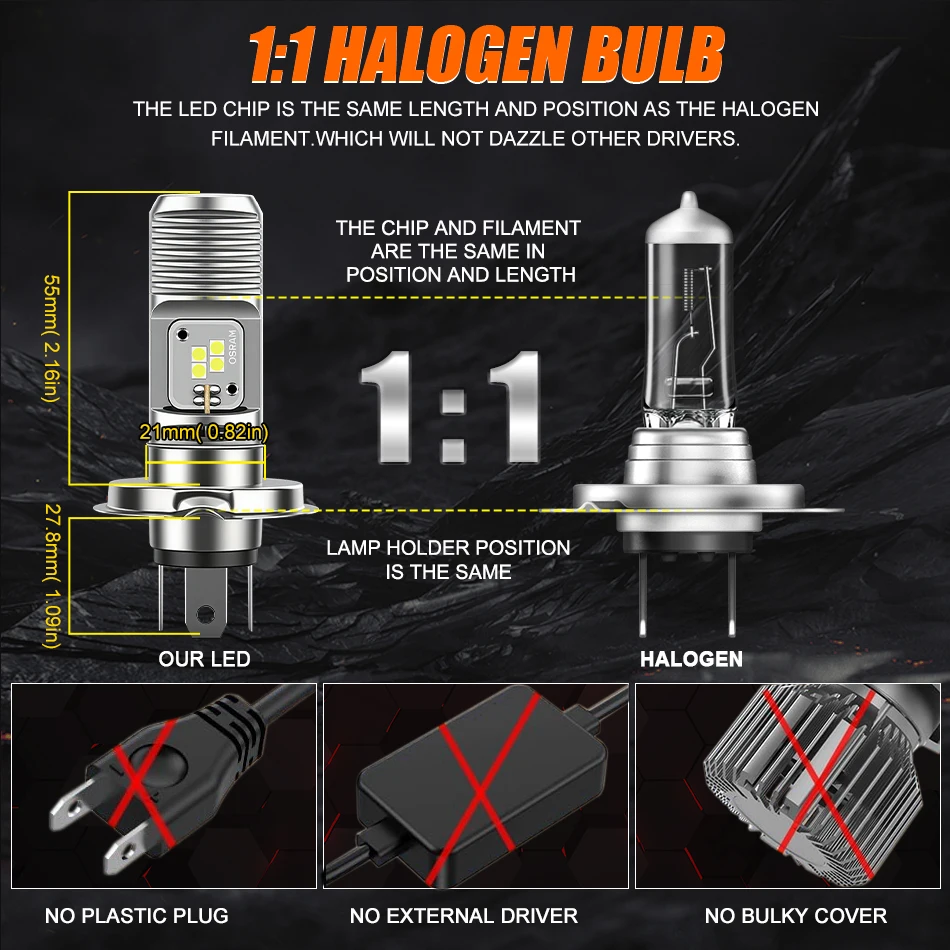 أوسرام دراجة نارية المصباح PX43T HS1 LED مصباح الضباب HS1 LED موتو لمبات مرحبا/لو شعاع للدراجات النارية سكوتر المصابيح الأمامية 5 واط 550/700LM