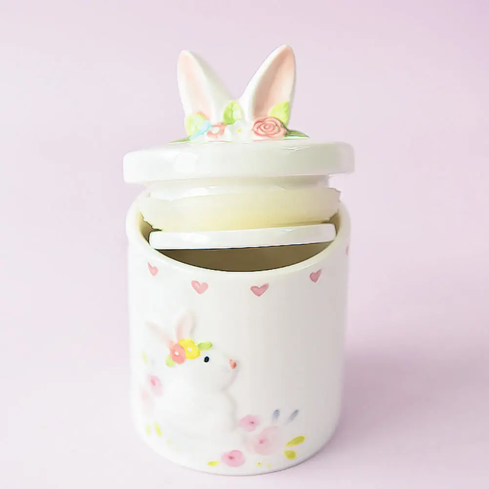 

1Pcs Ceramic Candy Storage Jar Rabbit Pattern Pot Decorative Tea Container for Home Desktop Candy Storage Jar Rabbit Pattern Pot