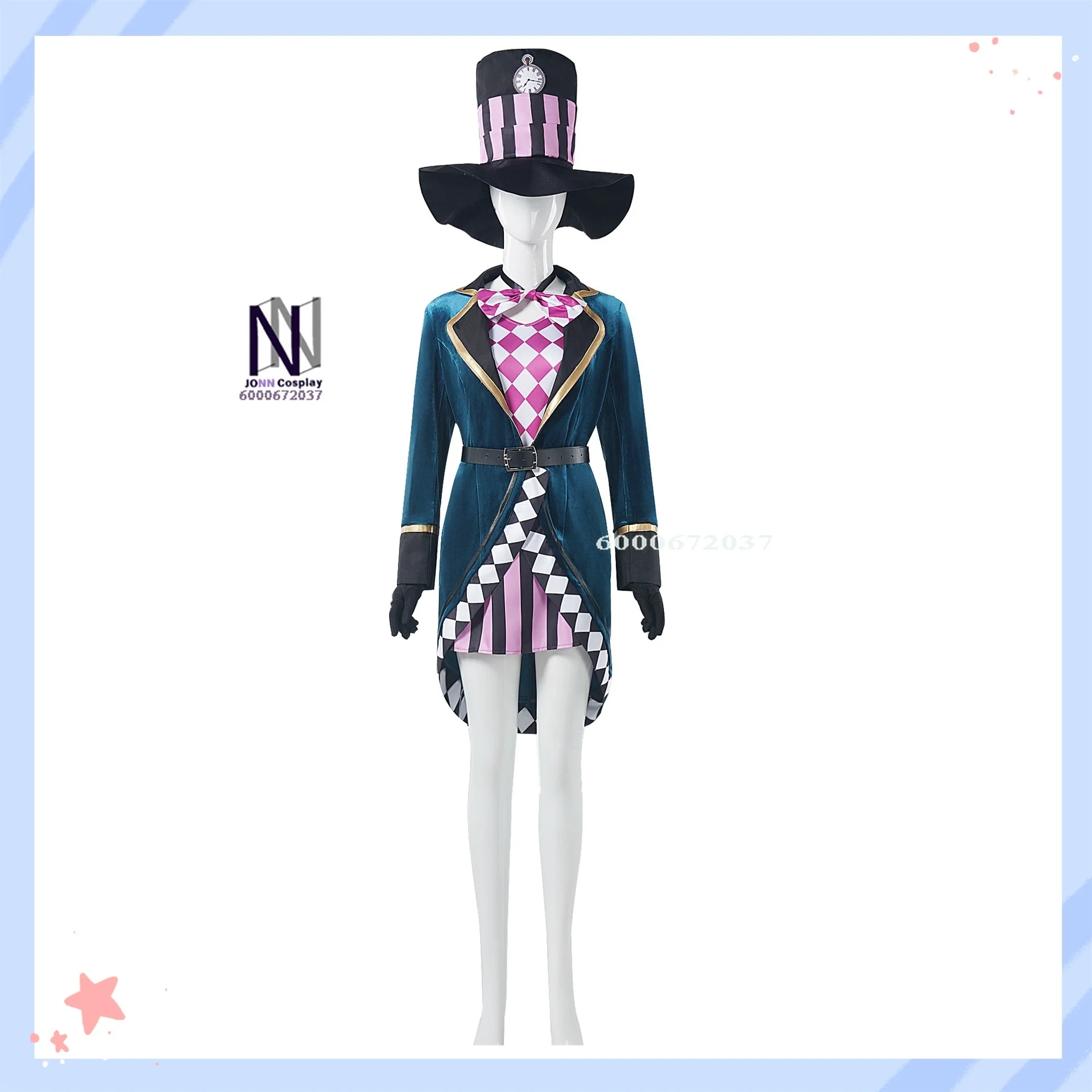

Movie Cosplay Costume Anime Mad Hatter Outfits Role Playing Magician's Stage Outfit with Hat Women Adult Comic Con Halloween