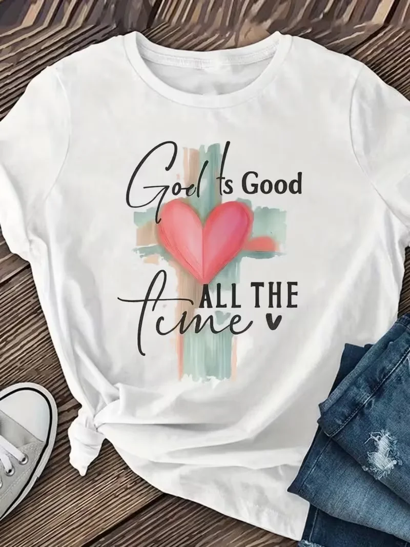 T-shirt avec citation chrétienne religieuse, motif « JESUS La voie, la vérité, la vie », hauts à manches courtes, à porter toute l'année