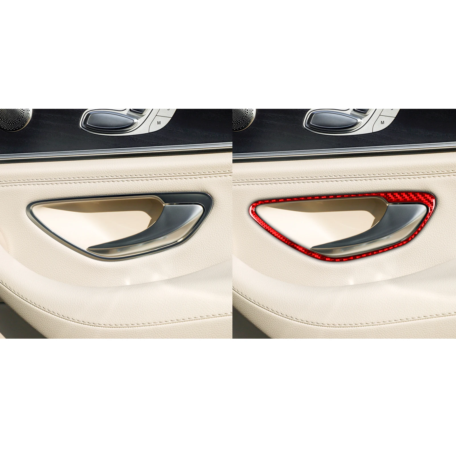For Mercedes Benz E Class W213 2016-2022 Accessories Real Soft Carbon Fiber Interior Door Handle Frame Cover Trim Sticker