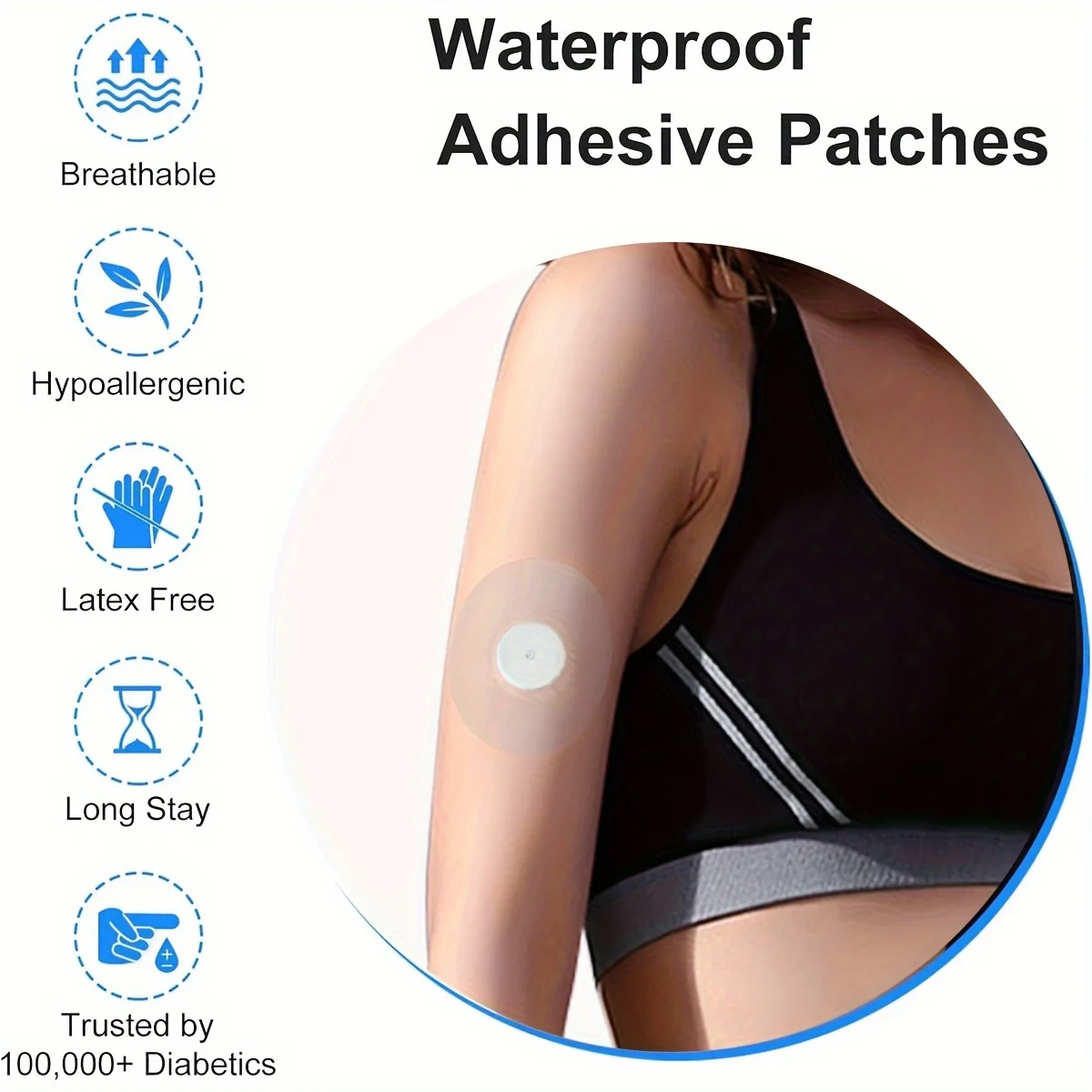 Freestyle Sensor Cover for Libre2, Waterproof Transparent Adhesive Patches, Hypoallergenic, Latex-Free, 14 Days Stay, 20/30 Pack