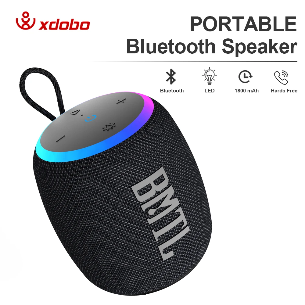 XDOBO BMTL Rainbow Mini Wireless Portable Speaker 15W RGB Light TWS BT 5.3 IPX7 Waterproof Outdoor Subwoofer with Balanced Bass