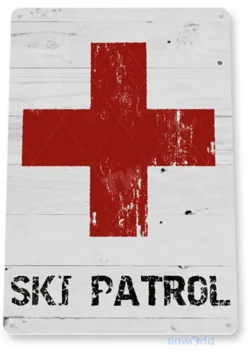 TIN SIGN Ski Patrol Skiing Slopes Lodge Rescue Lift Metal Sign Decor B308