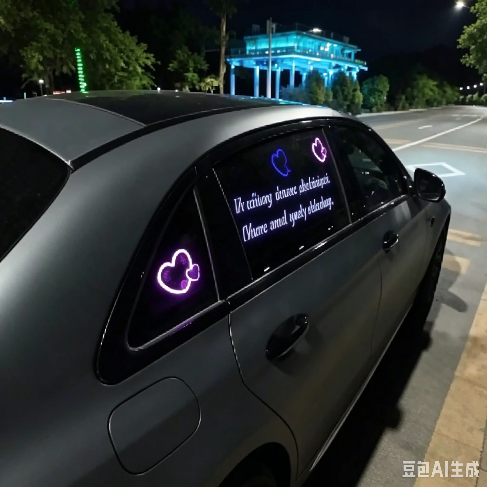Solar Powered Car Neon Light Wireless Cute Heart Shaped Led Ambient Light Suction Cup USB Rechargeable Atmosphere Breathing Lamp