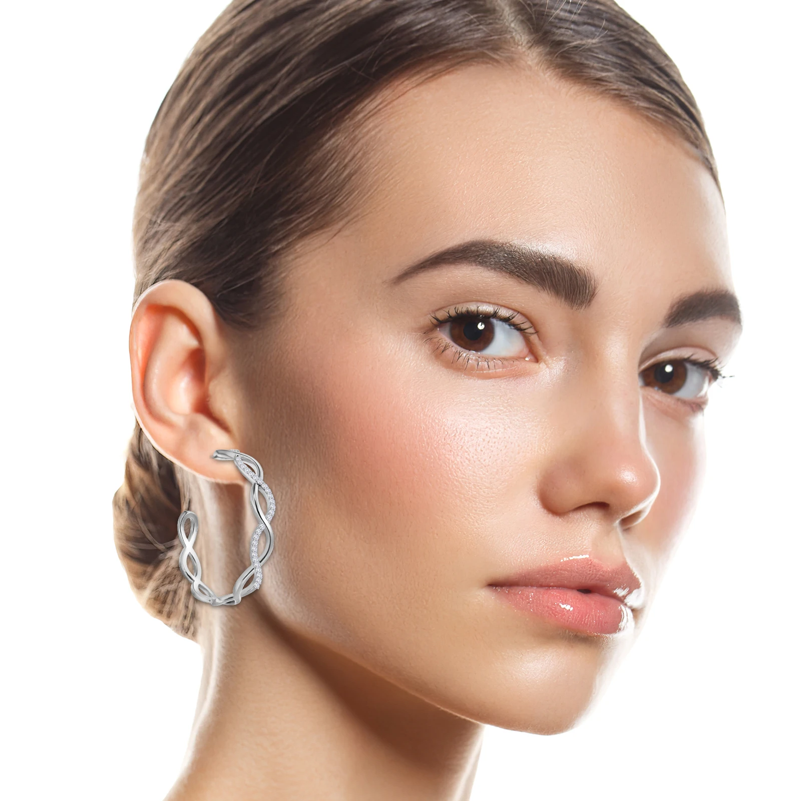 

Hoop Earrings Metal Twisted Sterling Silver Micro Setting Earrings For Girls 925 Needle Small Women Comfortable Stylish