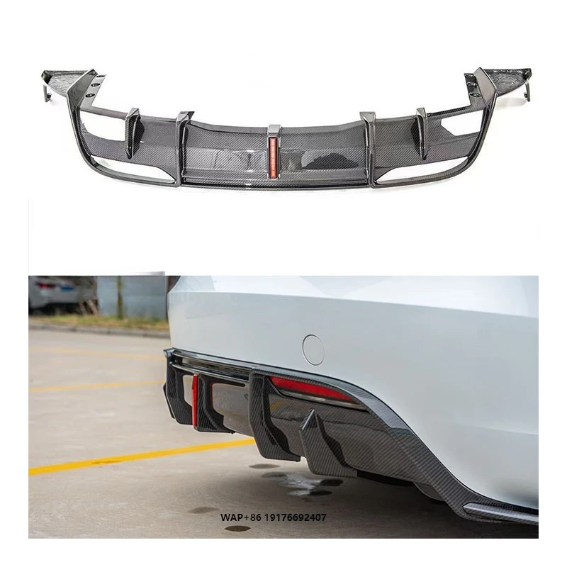 

Yaochi New forTesla Model 3 Dry Carbon Bumper with Exhaust Cutouts-Bolt-On Universal Fitment 1-Year Warranty