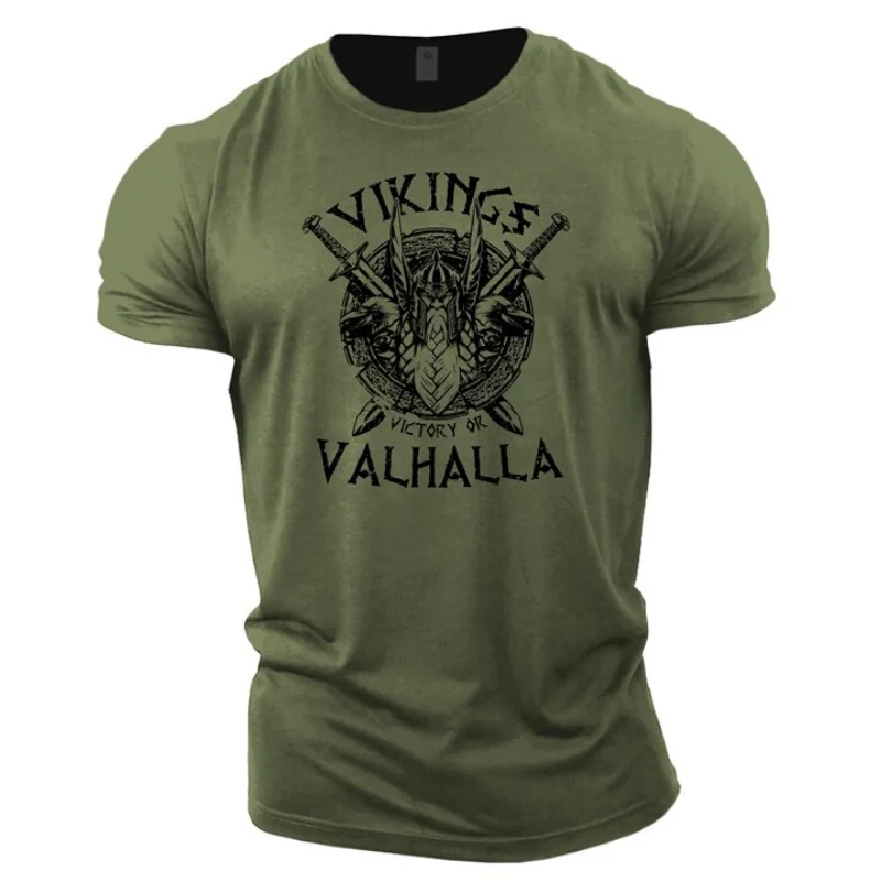 Camiseta informal vikinga de verano con estampado 3D de cara dura para hombre, camiseta deportiva para exteriores de manga corta, camisa holgada