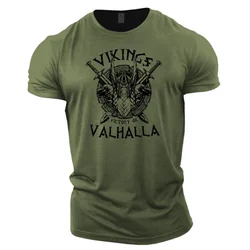 Camiseta informal vikinga de verano con estampado 3D de cara dura para hombre, camiseta deportiva para exteriores de manga corta, camisa holgada ancha de secado rápido de gran tamaño