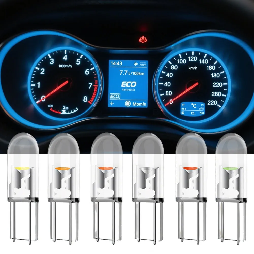 Set of 10 New T5 W3W W5W 194 Wedge Clearance Lights COB Bulb Car Dashboard LED Indicator Light License Plate Light