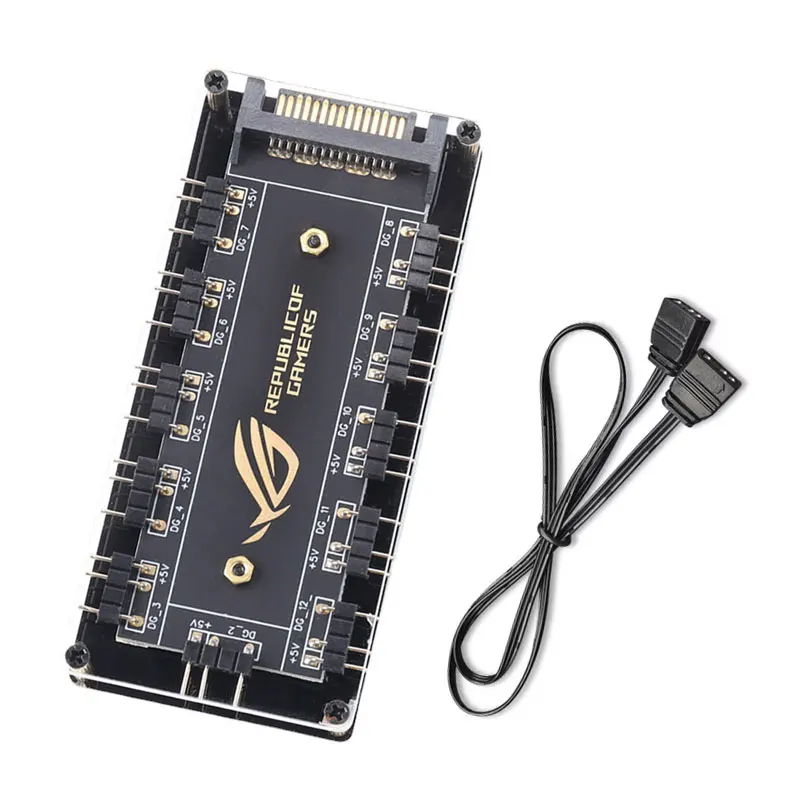 10Port 5v 3Pin ARGB Hub LED Stripe Sata/Molex Power Supply Graphics Card SYNC Light Adapter Plate For Fan Water Cooling Radiator