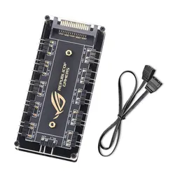 10Port 5v 3Pin ARGB Hub LED Stripe Sata/Molex Power Supply Graphics Card SYNC Light Adapter Plate For Fan Water Cooling Radiator
