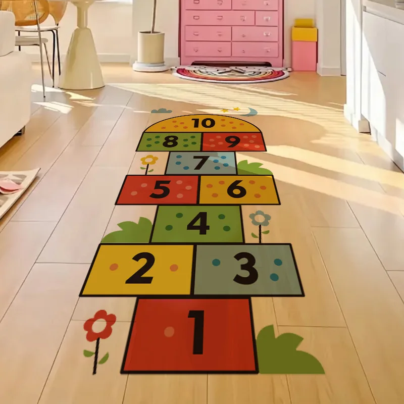 kids room number jump game floor sticker self adhesive baby nursery bedroom decor cartoon wall decal