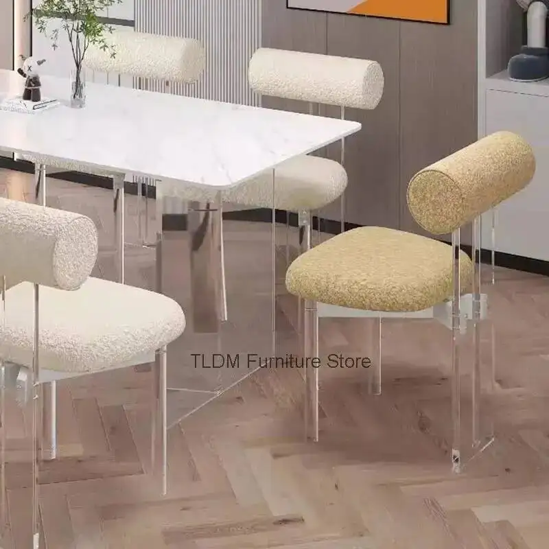 Ergonomic Dining Chairs Velvet Stoot Lazy Restaurant Dining Chairs Transparent Designer Stoel Lounge Suite Throne Furniture