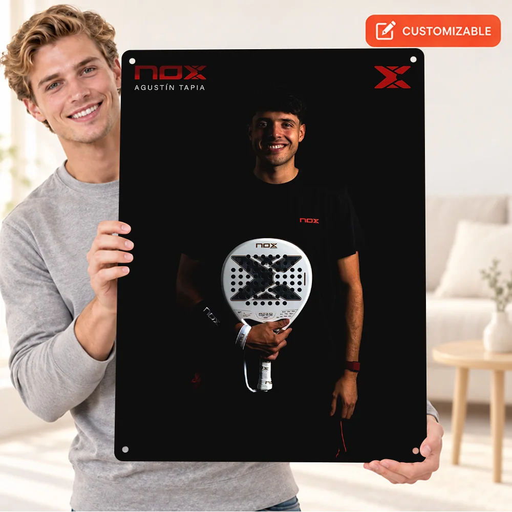 Agustín Tapia With Nox Padel Racket Printed Poster Customized Aluminum Metal Sign Sports Photography Wall Art For Home Office