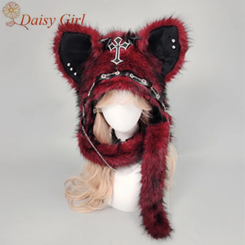 Nieuwe herfst- en winterhot girl Abby Cat Ear Hat Warme donkere gotische stijl pluche koepelhoeden