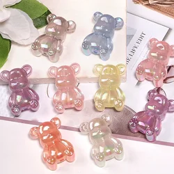 CH61 5Pcs Cartoon Bear Vertical Hole Bead Gradient Metallic Violent Bear Bead Wholesale DIY Jewelry Accessories Matreial
