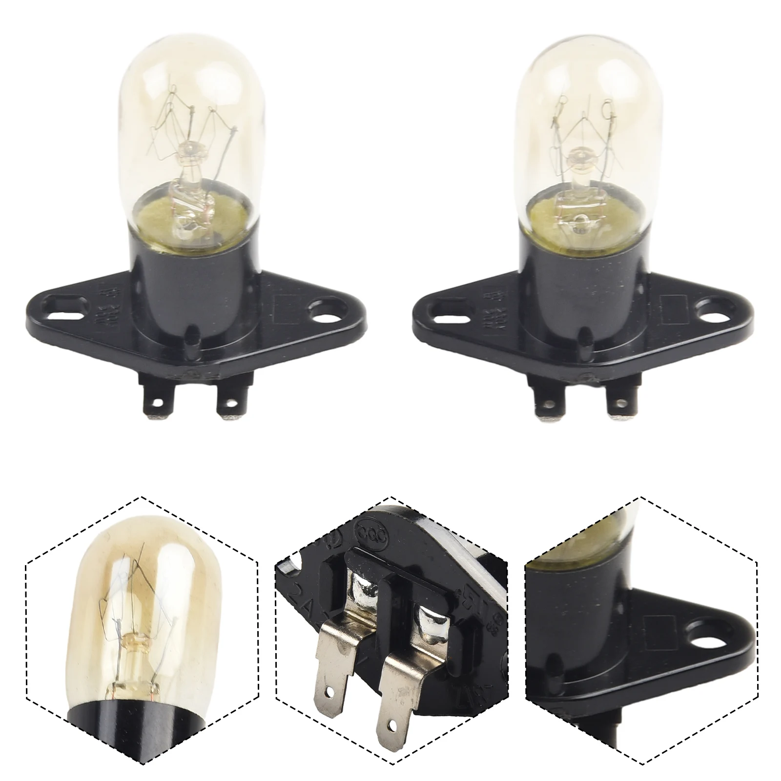 2pcs 2A 250V 2pins Microwave Oven Bulb Oven Light Lamp For Midea And Most Brand Spare Parts Accessories Microwave Oven Bulb