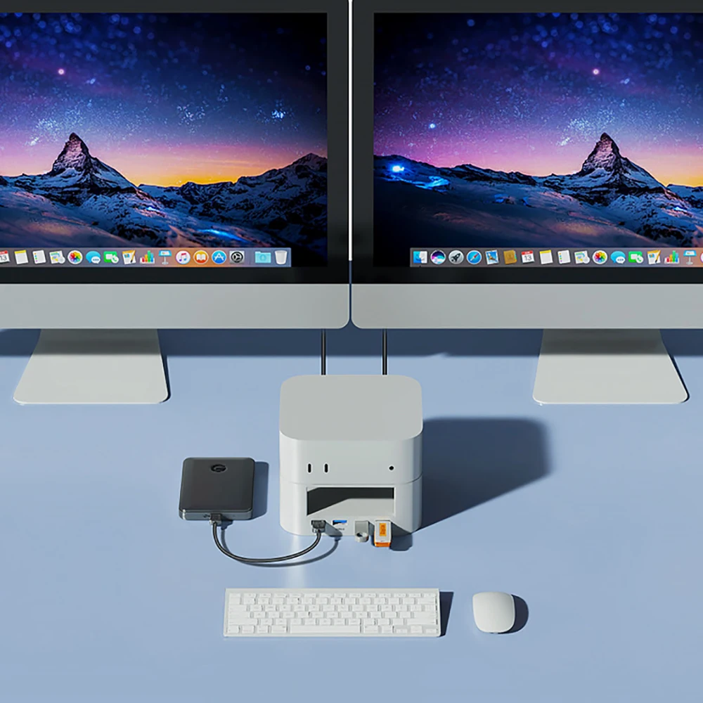 

Док-станция с кронштейном для Mac Mini M4/M4 Pro USB-док-станция USB 3.0 Hub 5Gpbs Transfer Type-C Hub Настольная подставка для ПК