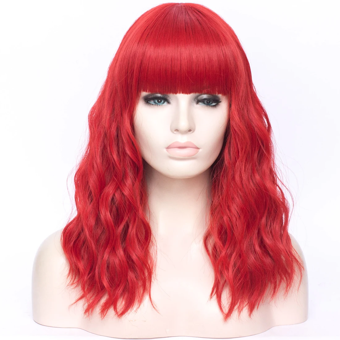 

MSIWIGS Women'S Cosplay Synthetic Wig For Party With Bangs Red Blue White Colors Medium Long Wigs