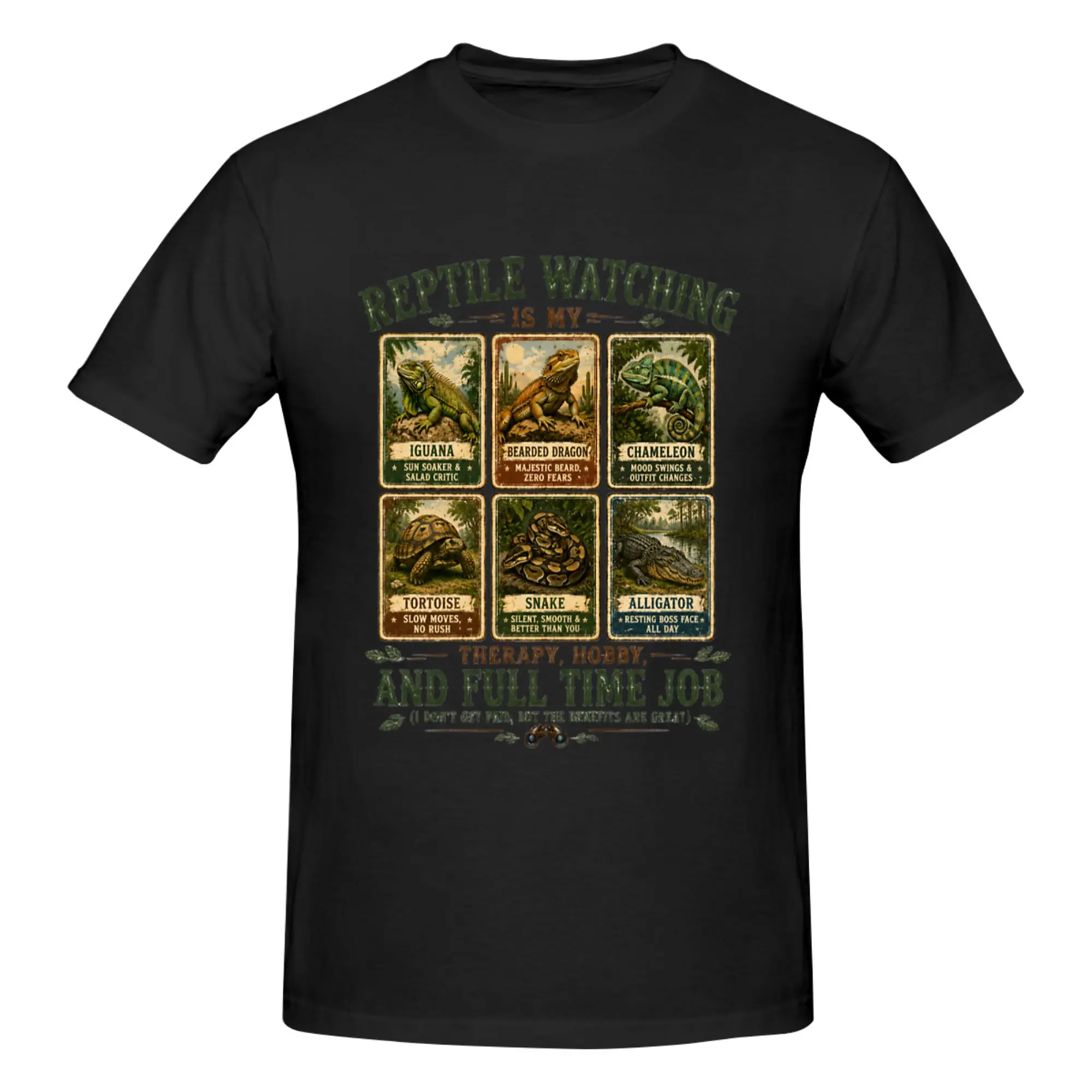 Funny Funny Reptile Watching Therapy Vintage Herpetology Field Guide  Promotion Men's Printed T-Shirt Unisex T shirtPlus Size