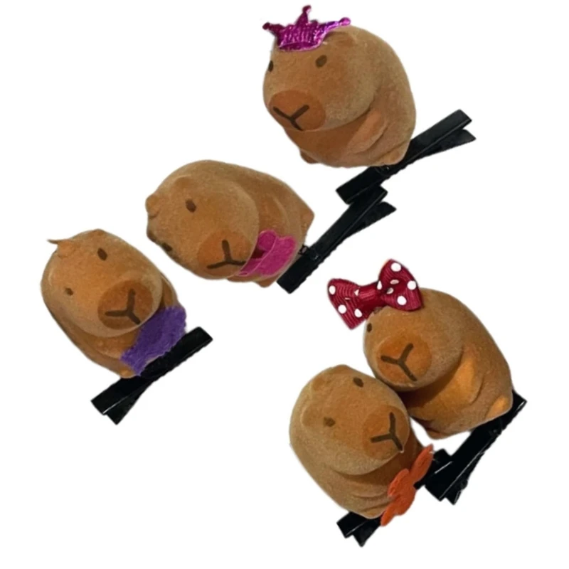 Popular Capybara Hair Clip 3D Flocking Animal Comfortable to Wear for Music Festival Everyday Use Hair Ornament Dropshipping