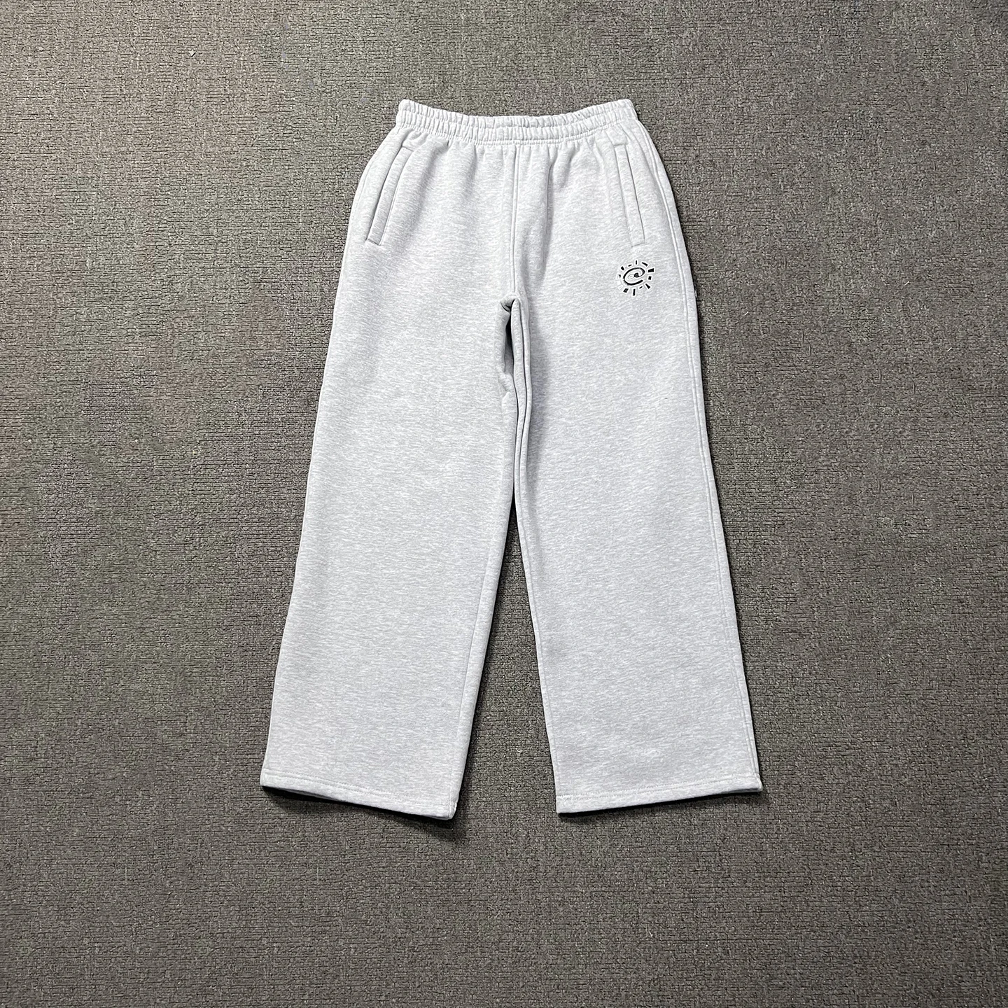ADWYSD Sun Logo Printed High Street Unisex Loose Casual Drawstring Fleece Lined Straight Leg Trousers Letter Pattern Cotton S...