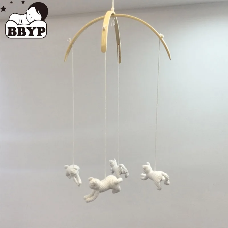 

Bed Bell Toy Infant Soft Felt White Cat Hanging Toy Holder Bracket Crib Girl Toy