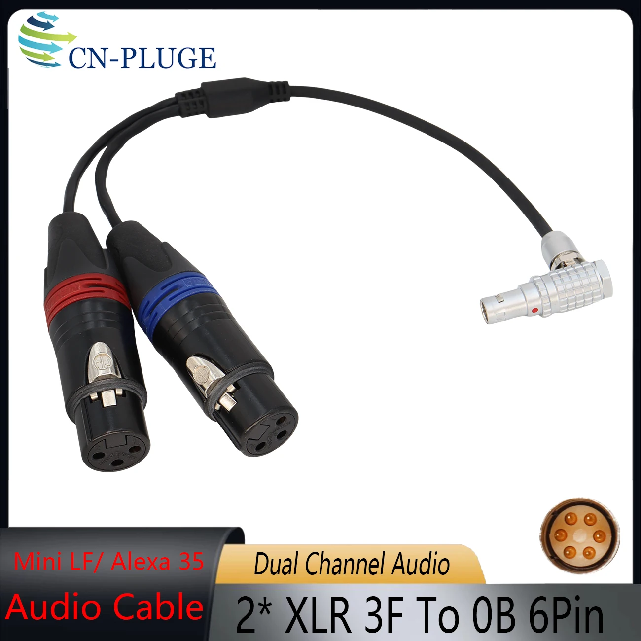 ARRI Alexa 35/Mini LF Camera Dual Channel Audio Cable 6-pin to 2-channel XLR 3-pin Female Plug