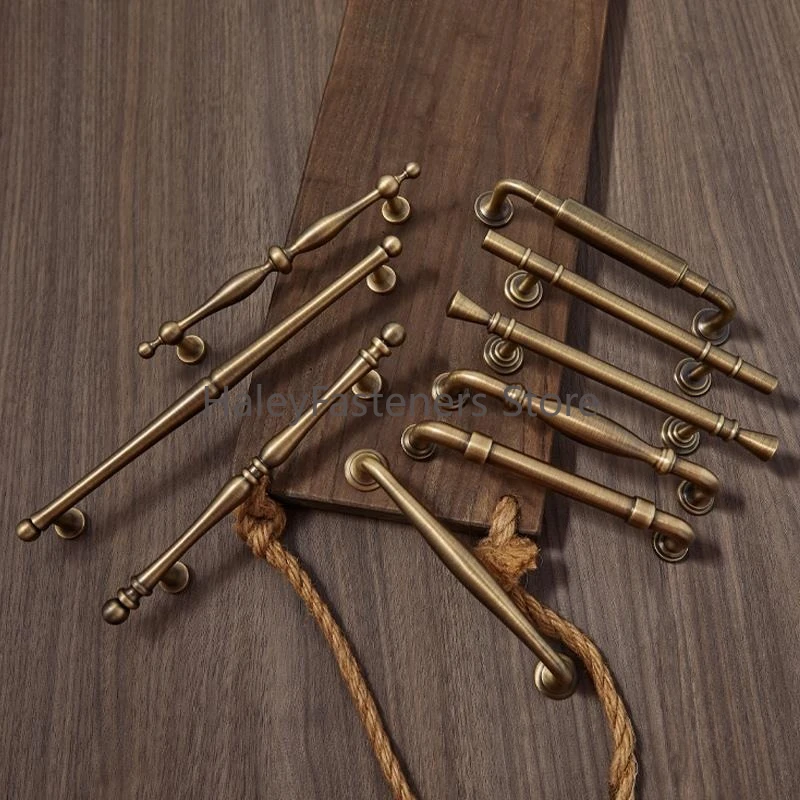 

Латунные антикварные ручки в современном стиле, бронзовые мебельные ручки-трубки для ящиков, кухонных шкафов, дверей гардеробов