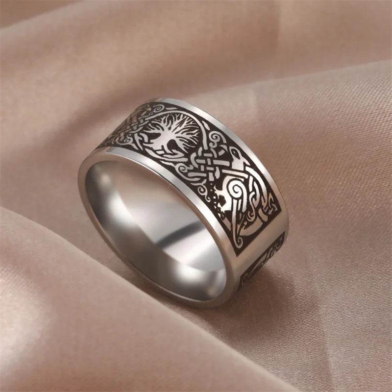 Punk Stainless Steel Rings For Men Women Viking Life of Tree Couple Ring Goth Jewelry Party Birthday Gifts 2023 New Trend