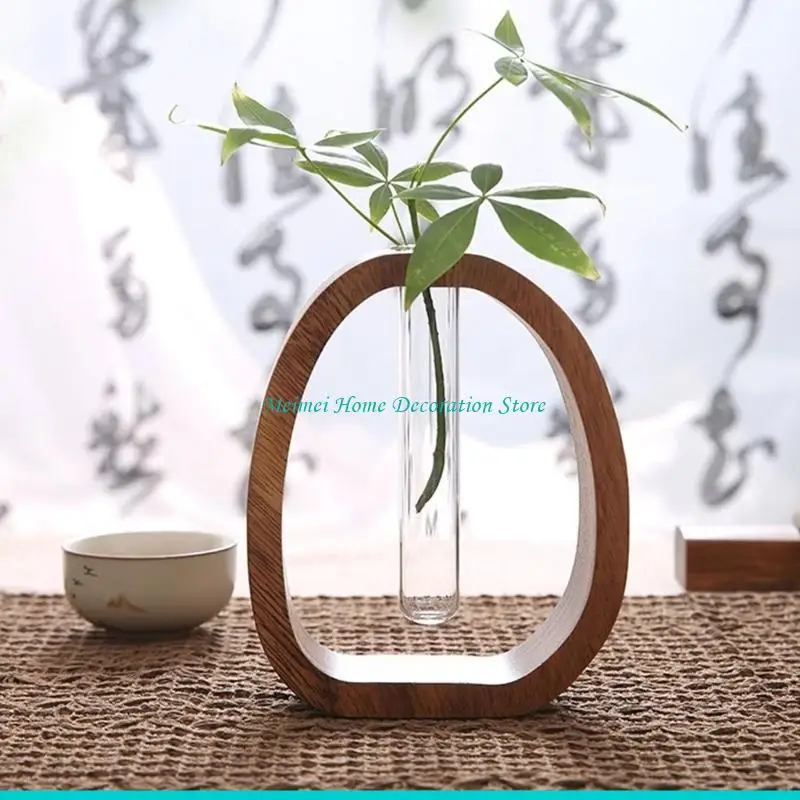 H7BF Handcrafted Walnut Vase For Floral Arrangements Natural Texture Design For Home And Office Decors