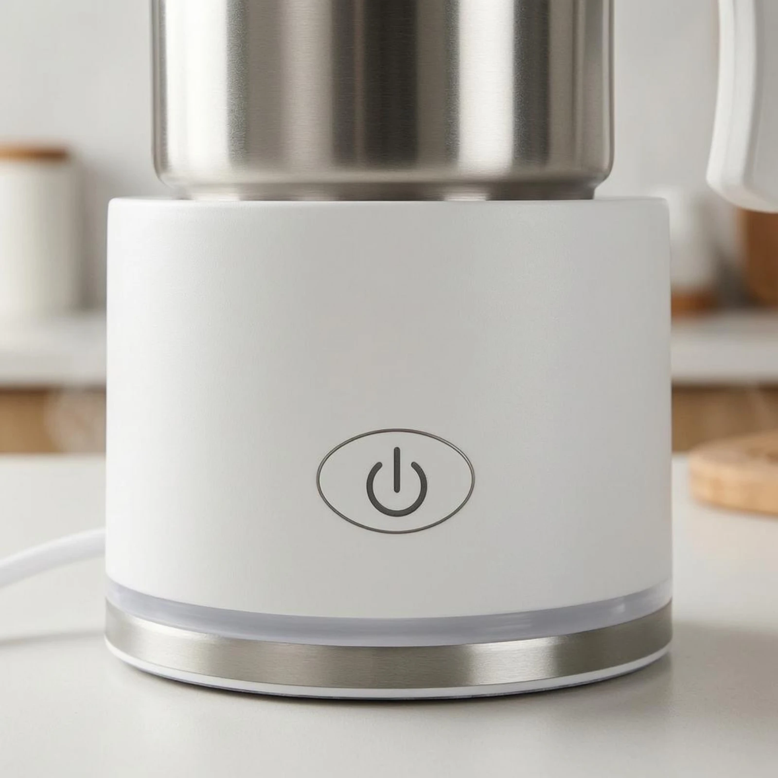 

Electric Milk Frother Transparent Lid Automatic Milk Frother Kitchen Appliance Compact White Base