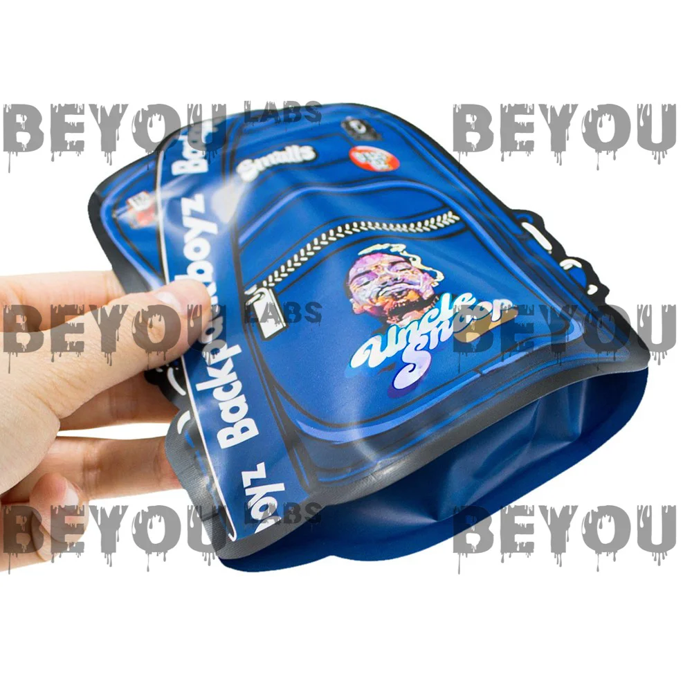 Backpackboyz Shaped Cut 3.5G Plastic Storage Bags Empty Mylar Zipper Packaging Stands Up Matte Bag Customize Die Cut Containers