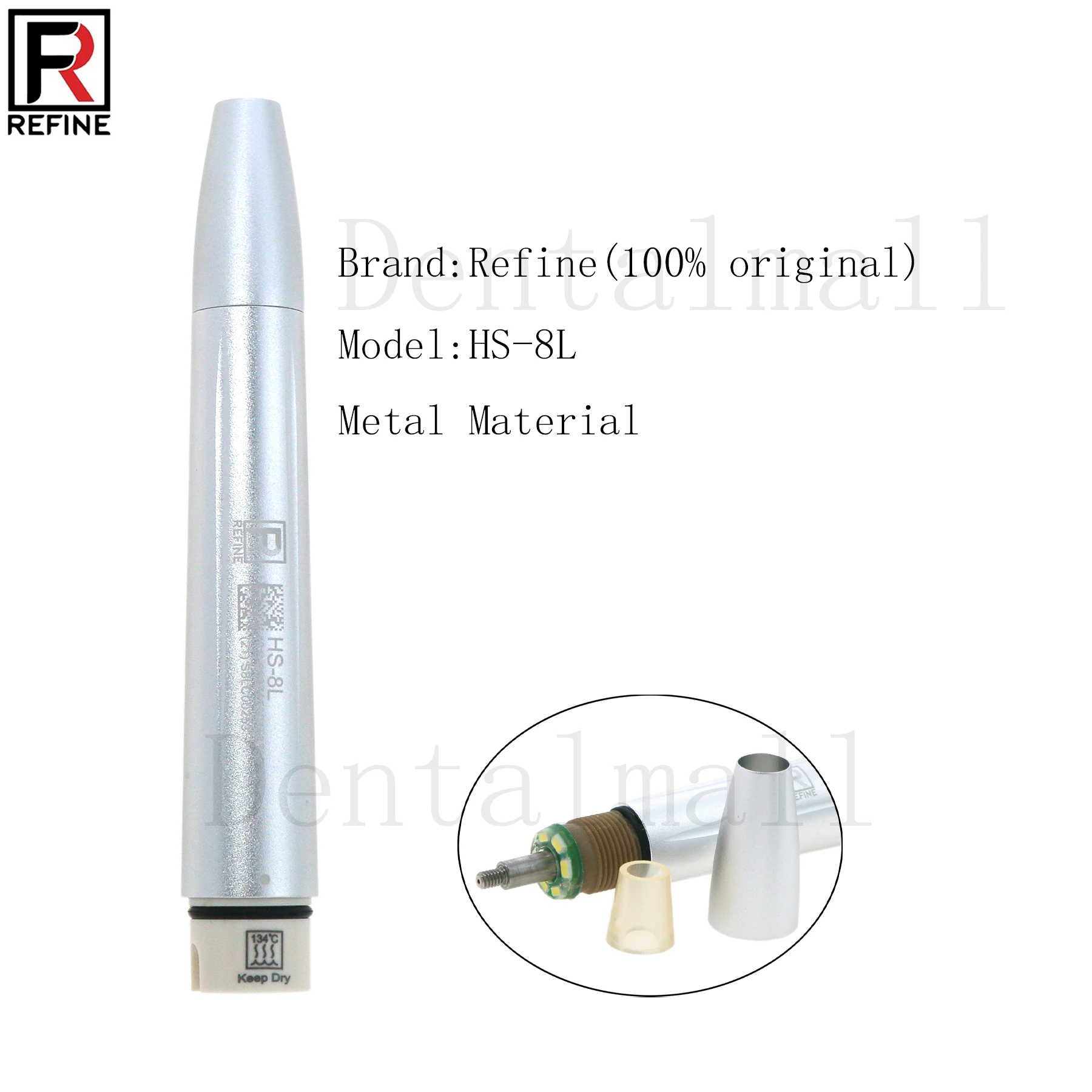 

Original Dental Refine Ultrasonic Scaler Detachable LED Handpiece Metal HS-8L for DTE