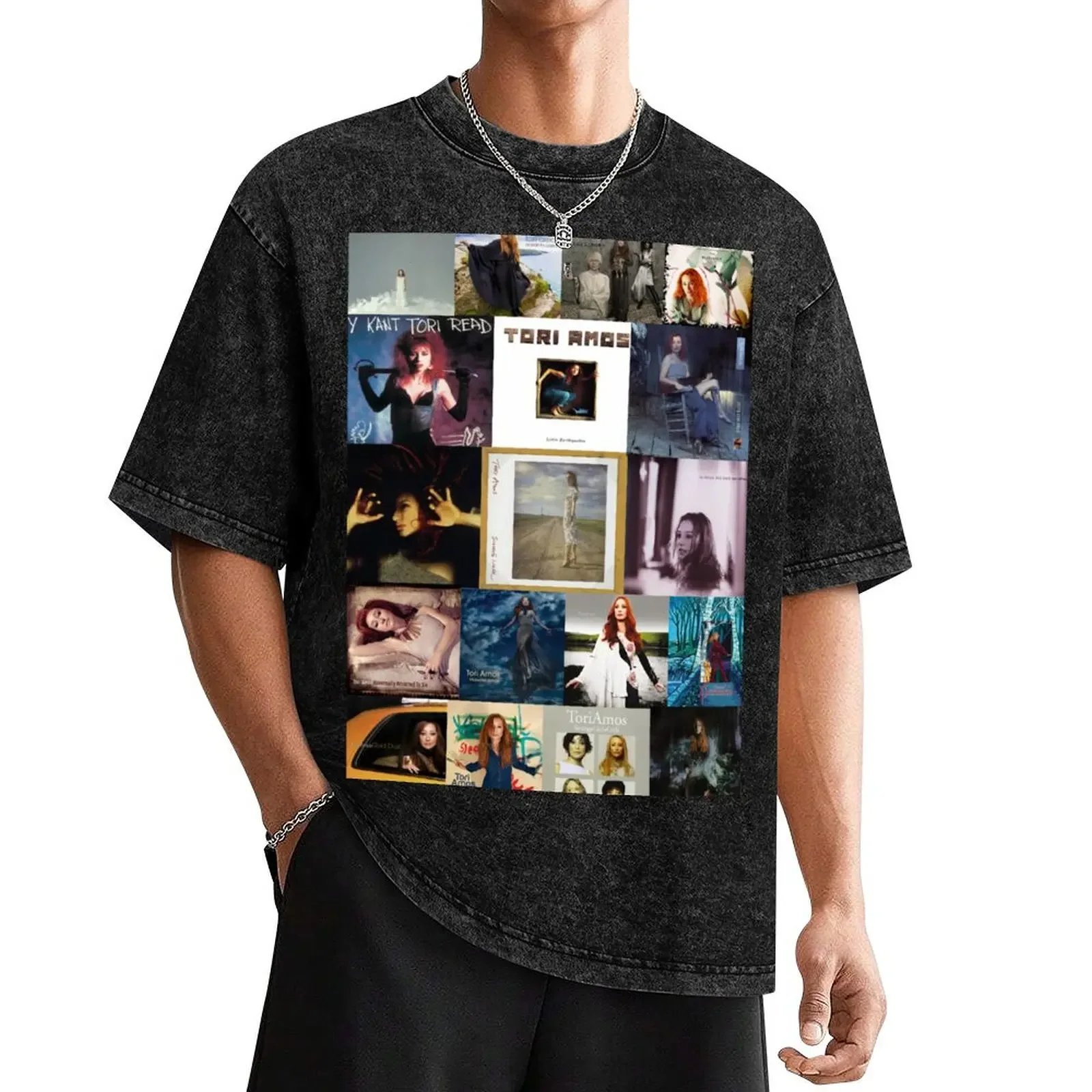 

Tori Amos Album Records Collage Collection Print T-Shirt anime summer clothes mens graphic t-shirts big and tall