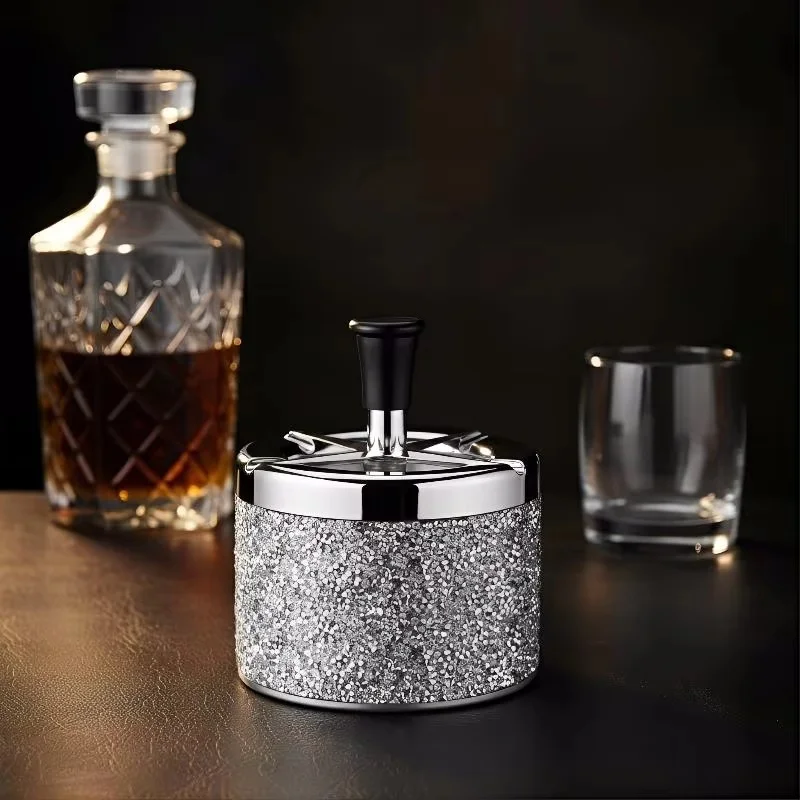 

Multi-Scenario Ashtray for Car Home Office with Windproof Self-Cleaning and Push Down Spinning Lid Ashtray Outdoor