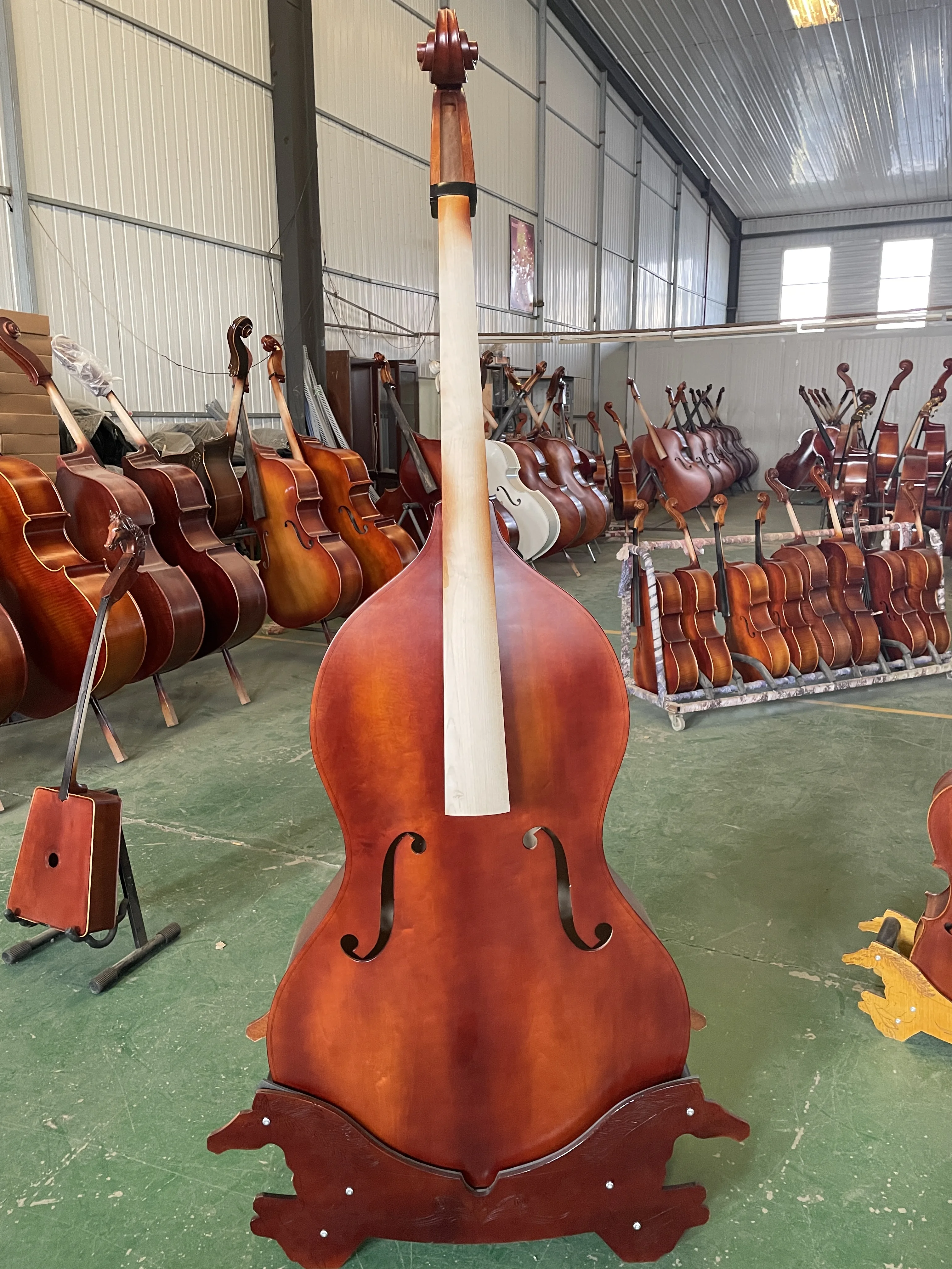 Manual Non-Tapered Double Bass 3/4, High-Quality Gourd Shape, Professional Special Shape, Solid Wood, All Accessories, 100%