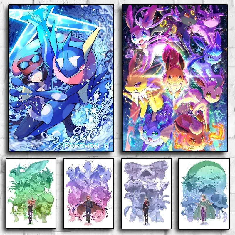 

Pokemon Vintage Japanese Anime canvas painting Characters Poster Charizard Lucario Cute Mural Decor Gifts Art Movie wall decor