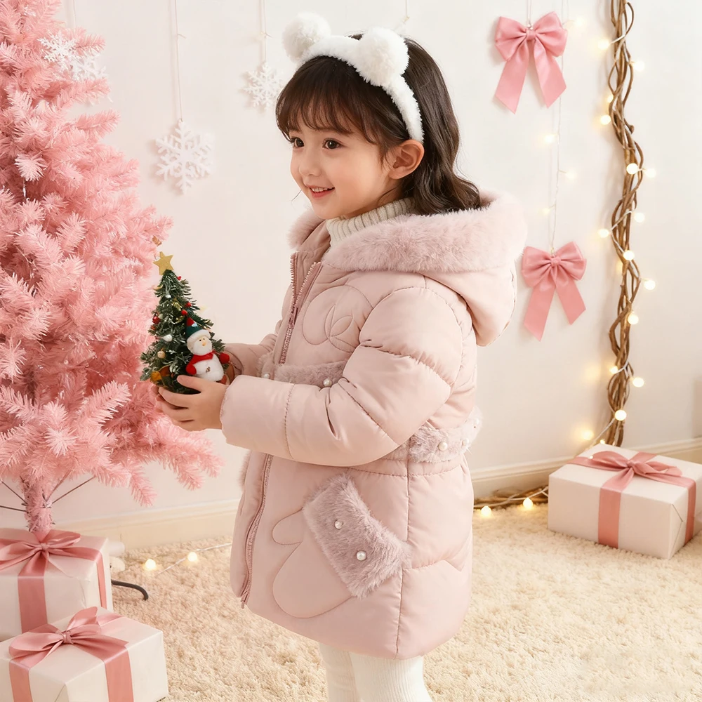 

Children's Clothing Winter Jacket Fleece Inside Hooded Coat Kids Girl Clothes Keep Warm Thickened Outerwear Girls Autumn Coats