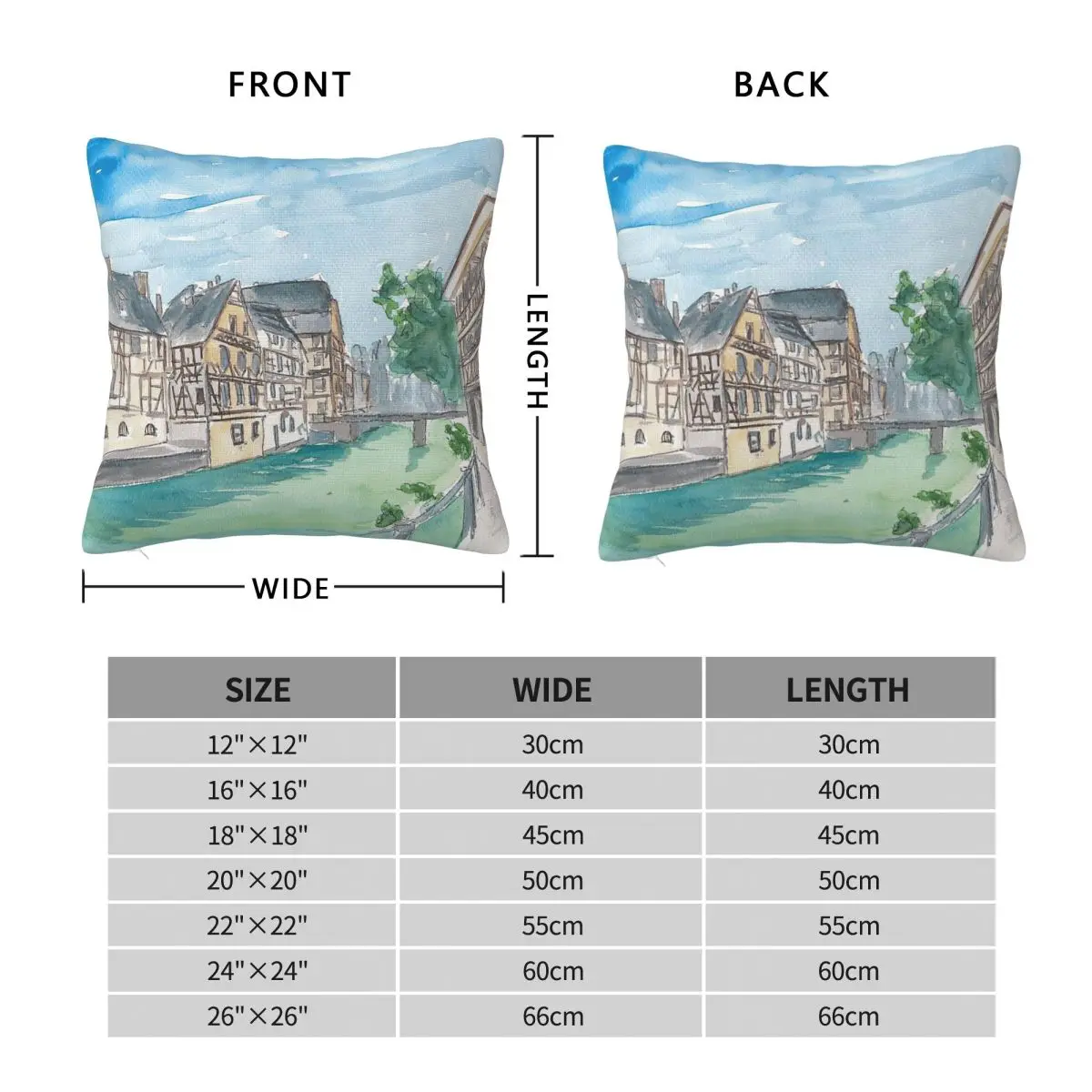 Strasbourg Petite France Water View Square Pillowcase Polyester Linen Velvet Pattern Decor Throw Pillow Case Bed Cushion Cover