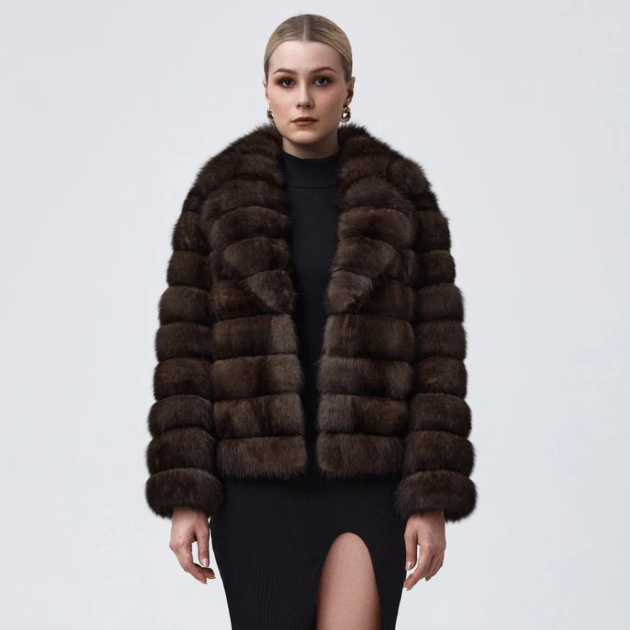 

Real Fur Jacket Womens Fox Fur Coat Luxury Warm Winter Jackets Fashion New Arrival Natural Fox Fur Coats