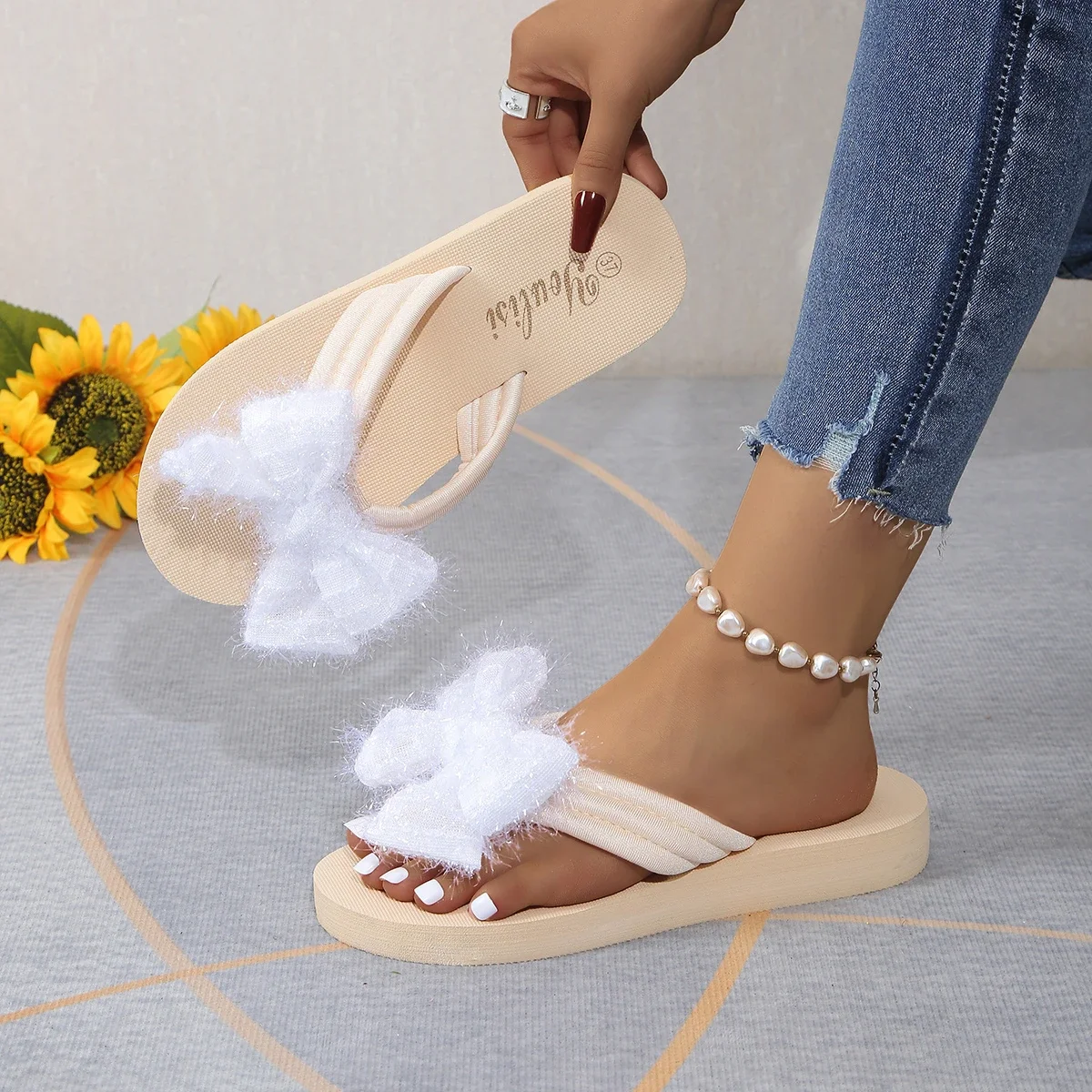 Slippers Women Summer Shoes Woman Flat Platform Wedges Slides Casual Flower Indoor Outdoor Slippers Flip Flops for Beach Slides