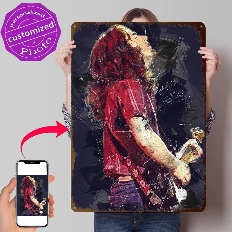 Rory Gallagher 3D Printed Texture Poster Personalized Wall Art Retro Metal Tin Signs for Living Room Decoration Wand Deko House