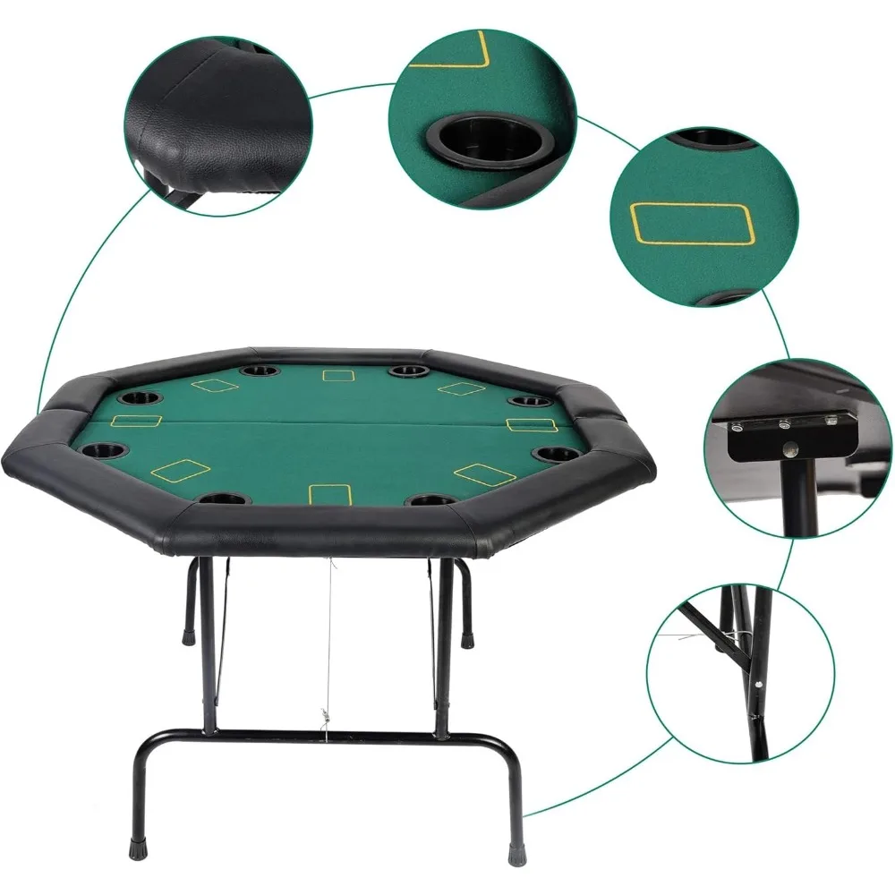 طاولات بوكر كازينو قابلة للطي، طاولة بوكر تكساس هولدم قابلة للطي، طاولة ألعاب من اللباد مع حاملات أكواب بلاستيكية