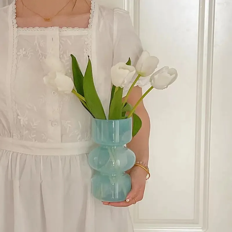 Ornement en verre médiéval de bureau – Vase rétro de couleur unie, bouteille créative pour plantes et fleurs hydroponiques