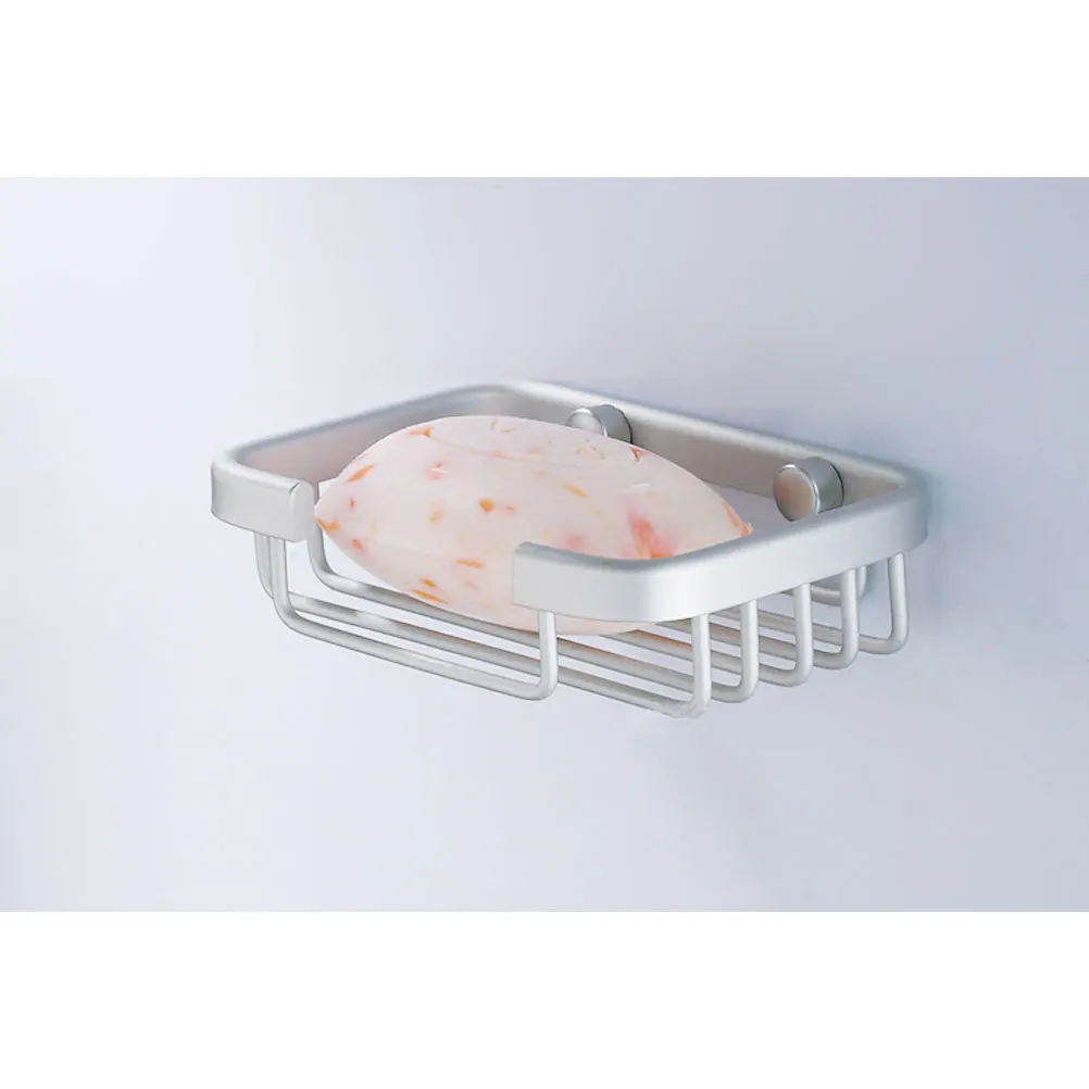 

Soap Holder Wall Mounted Dish Hanging Square Sanitary for Shower Tray Aluminum Rack Premium